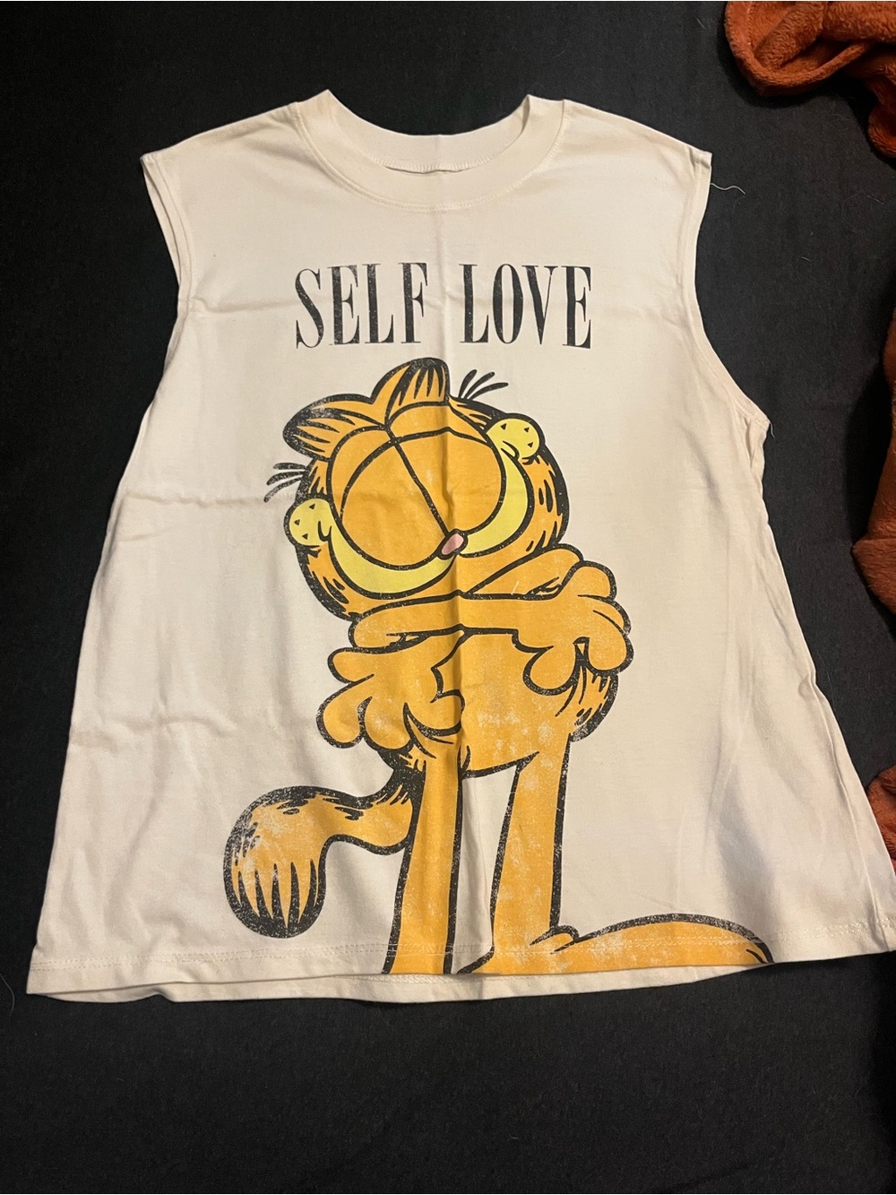 Self Love Garfield Graphic Tank Top - Cream & Yellow